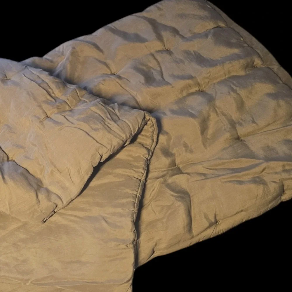Two RH Restoration Hardware Tufted‎ Silk Fog Gray King Pillow Shams
